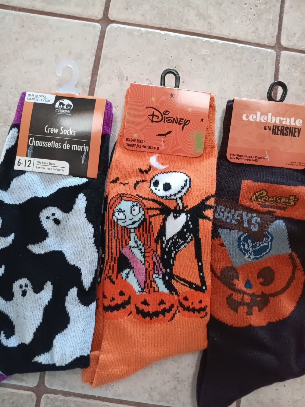Disney Orange Jack Skellington & Sally Halloween👻👻👻👻 Crew Socks